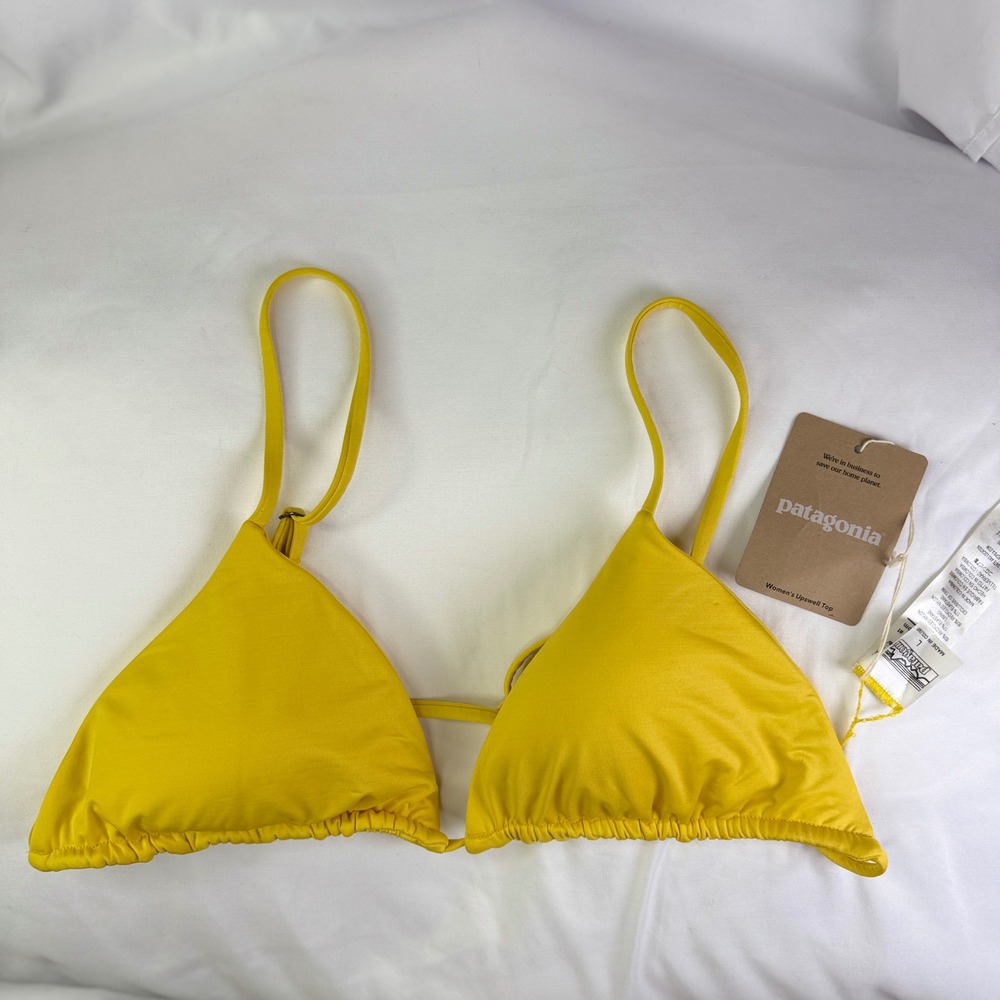 Patagonia Upswell Top Womens L Shine Yellow Bikini Swim Triangle 77055 SP23
